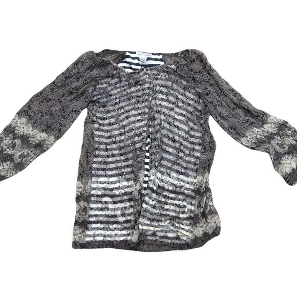 ALBERTO MAKALI Women's VTG 90s Designer M Open Cardigan Striped Sweater Jacket - Picture 1 of 6